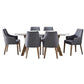 ROSALI 2-TONE WHITE CONCRETE TOP & SOLID ACACIA PEWTER 7 PIECE DINING SET: 1 DINING TABLE 180CM & 6 DINING ARMCHAIRS - MyChocolateWood