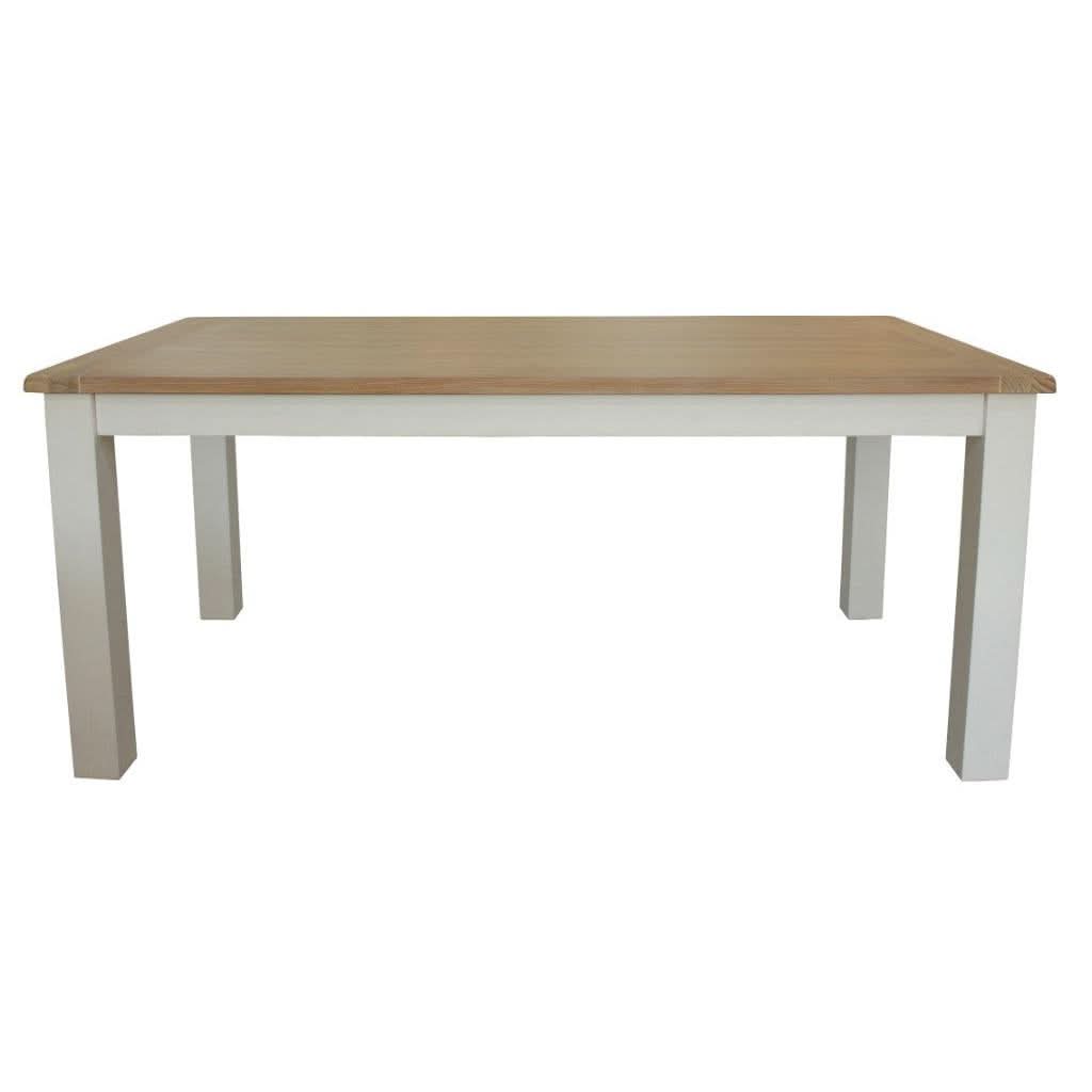 CHRISTA HAMPTON SOLID ACACIA DINING TABLE LIGHT OAK TOP WHITE BASE - MyChocolateWood