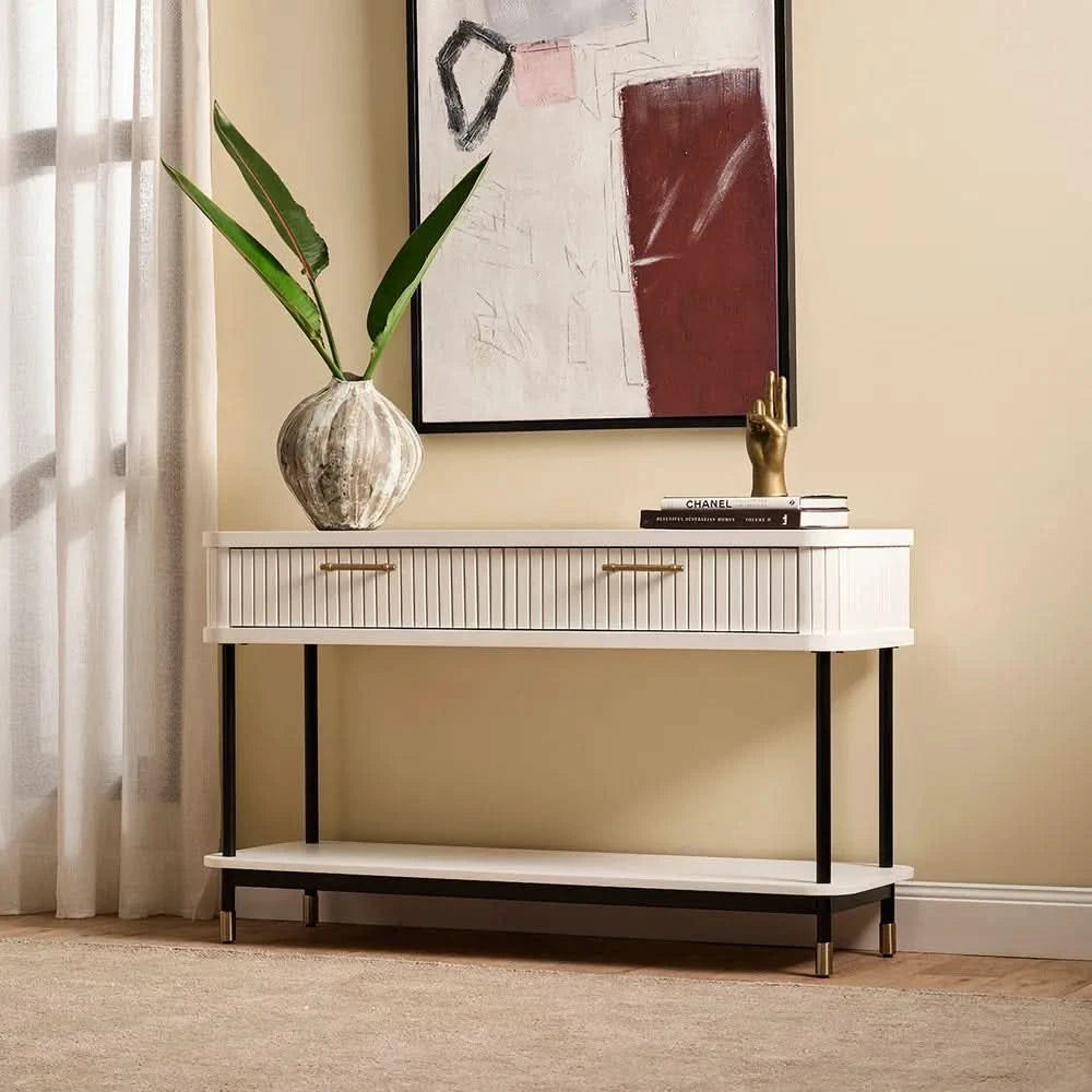 PEMBROKE 2-DRAWER CONSOLE TABLE/HALL TABLE WHITE - MyChocolateWood
