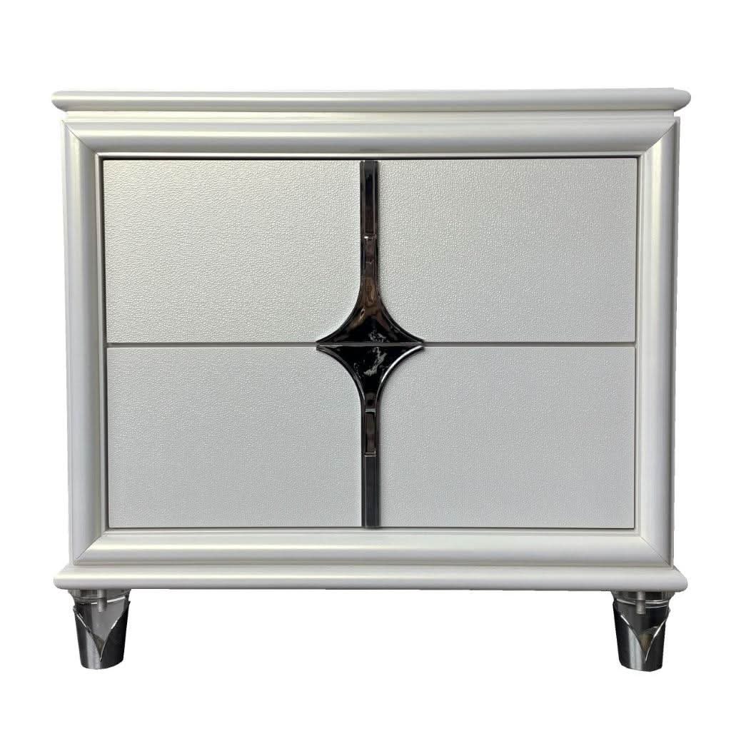 FLORIS SOLID RUBBERWOOD BEDSIDE TABLE 2 DRAWERS IN GOLD - MyChocolateWood