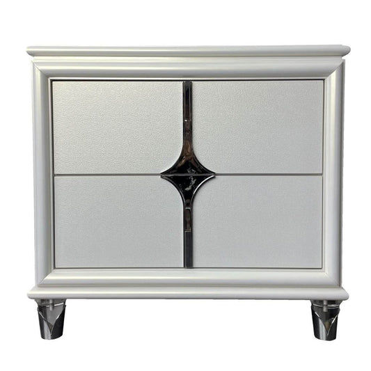 FLORIS SOLID RUBBERWOOD BEDSIDE TABLE 2 DRAWERS IN GOLD - MyChocolateWood