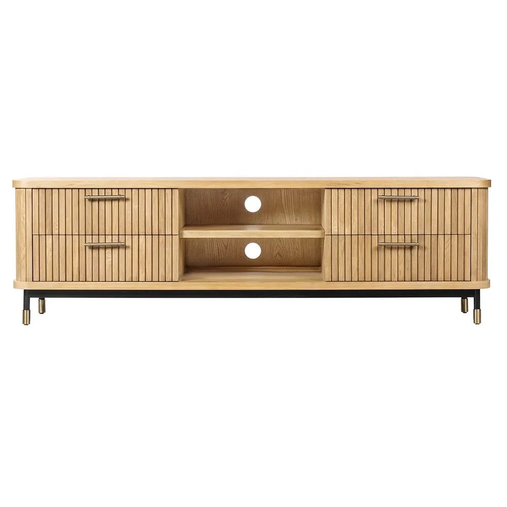 PEMBROKE OAK TIMBER 4-DRAWER TV UNIT ETU NATURAL 200CM - MyChocolateWood