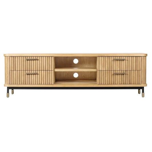 PEMBROKE OAK TIMBER 4-DRAWER TV UNIT ETU NATURAL 200CM - MyChocolateWood