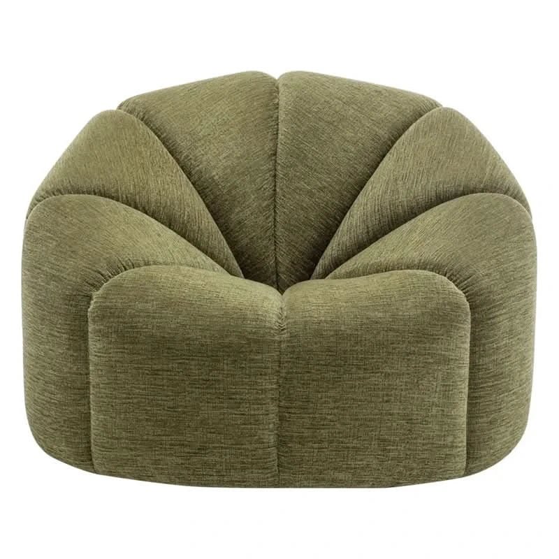 Madeley Chenille Swivel Occasional Chair / Armchair in Olive - Chocolate Wood