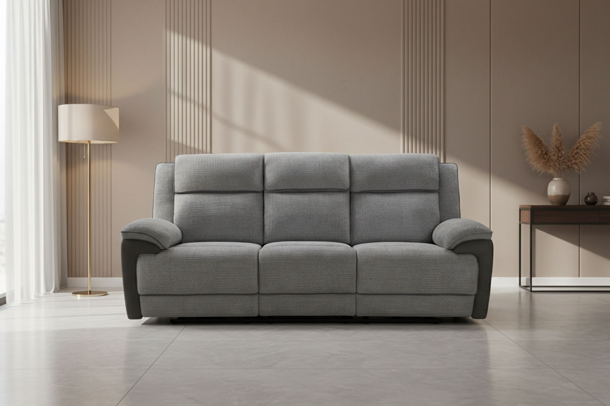 COLVOS 3-SEATER ELECTRIC RECLINER SOFA GRAPHITE COLOUR - MyChocolateWood