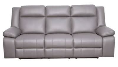 Light grey Lloyd leather-look fabric 3-seater electric recliner sofa by MyChocolateWood, featuring plush cushioning and reclining seats.