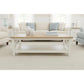 CHRISTA HAMPTON SOLID ACACIA COFFEE TABLE LIGHT OAK TOP WHITE BASE - MyChocolateWood