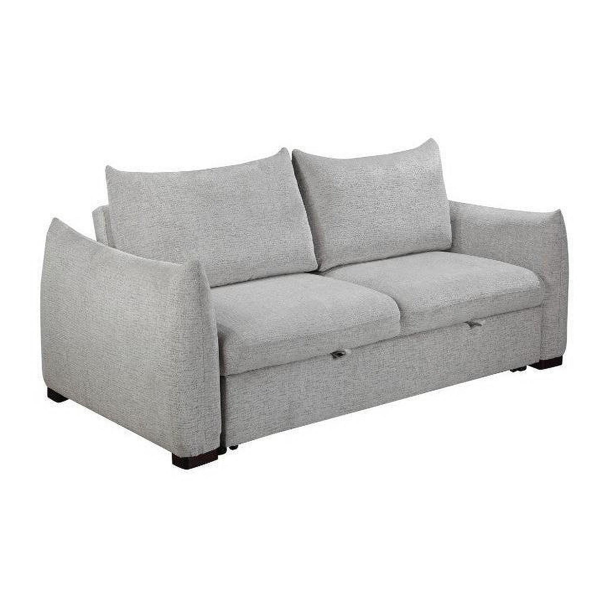 Oakli Fabric Pullout 3-Seater Sofa Bed in Grey - Chocolate Wood