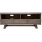 MyChocolateWood ROSALI 2-tone white concrete and solid acacia pewter ETU TV unit with 3 drawers and 2 niches
