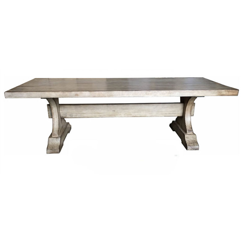 BASILICA RECYCLED OREGON TIMBER DINING TABLE LIGHT WHITEWASH BROWN 250CM - MyChocolateWood