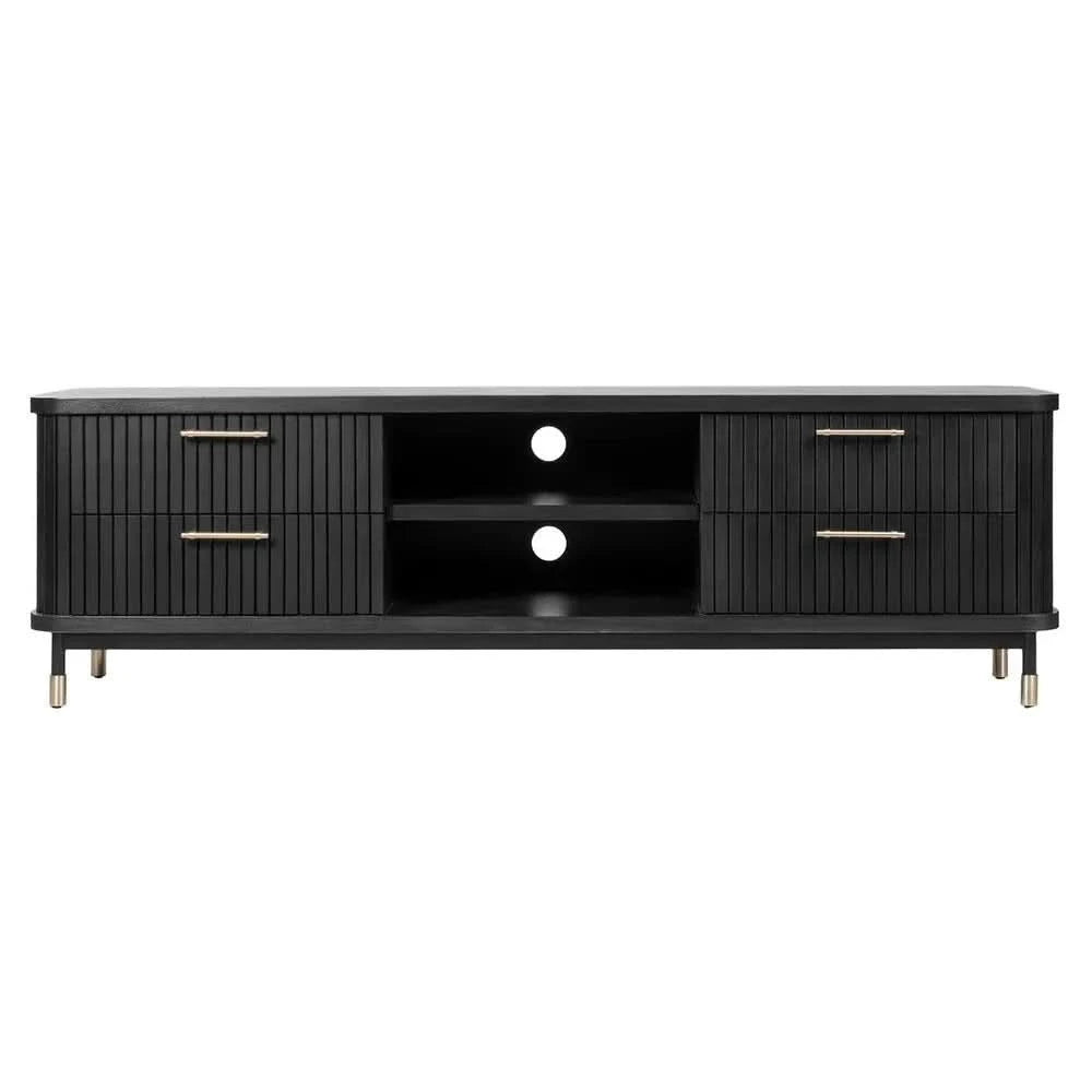 PEMBROKE OAK TIMBER 4-DRAWER TV UNIT ETU BLACK 200CM - MyChocolateWood