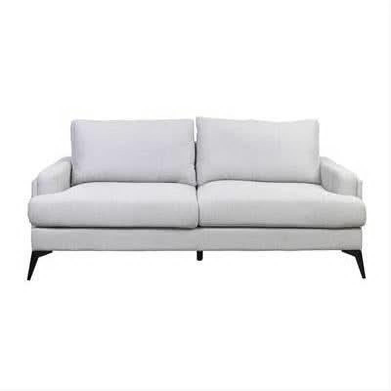 Kirton Fabric Sofa, 2-Seater in Light Grey - Chocolate Wood