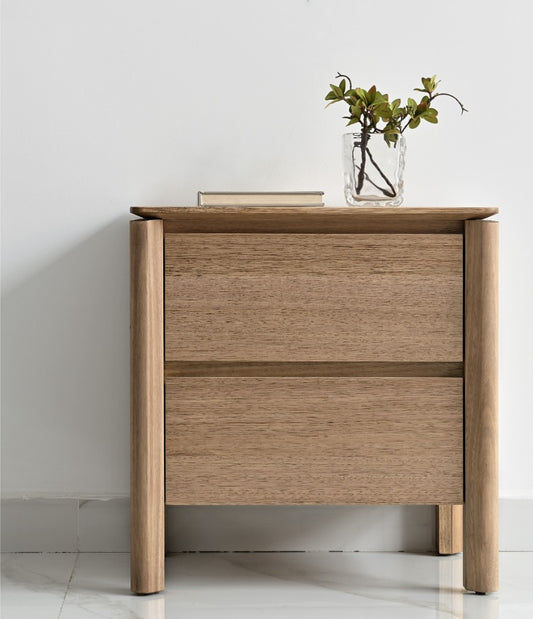 AKSEL MESSMATE TIMBER 42DRAWER BEDSIDE TABLE LIGHT SMOKE - MyChocolateWood