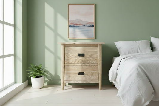 FITAN SOLID OAK 2-DRAWER BEDSIDE TABLE NATURAL - MyChocolateWood