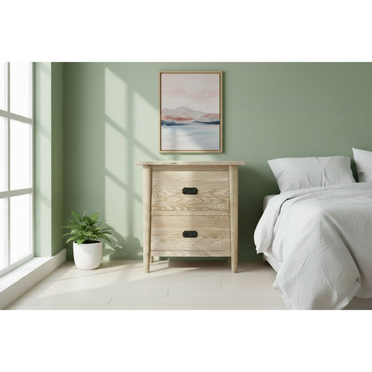 FITAN SOLID OAK 2-DRAWER BEDSIDE TABLE NATURAL - MyChocolateWood