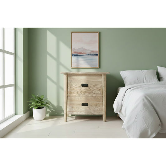 FITAN SOLID OAK 2-DRAWER BEDSIDE TABLE NATURAL