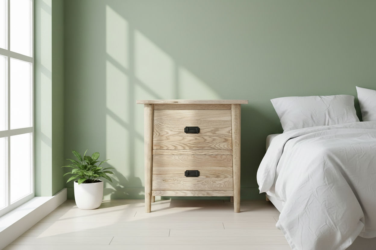 FITAN SOLID OAK 2-DRAWER BEDSIDE TABLE NATURAL - MyChocolateWood