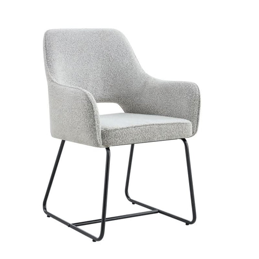 Dorset Fabric Dining Chair in Natural with Black Metal Base - Chocolate Wood
