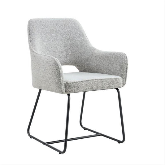 Dorset Fabric Dining Chair in Natural with Black Metal Base - Chocolate Wood