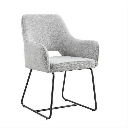 Dorset Fabric Dining Chair in Natural with Black Metal Base - Chocolate Wood