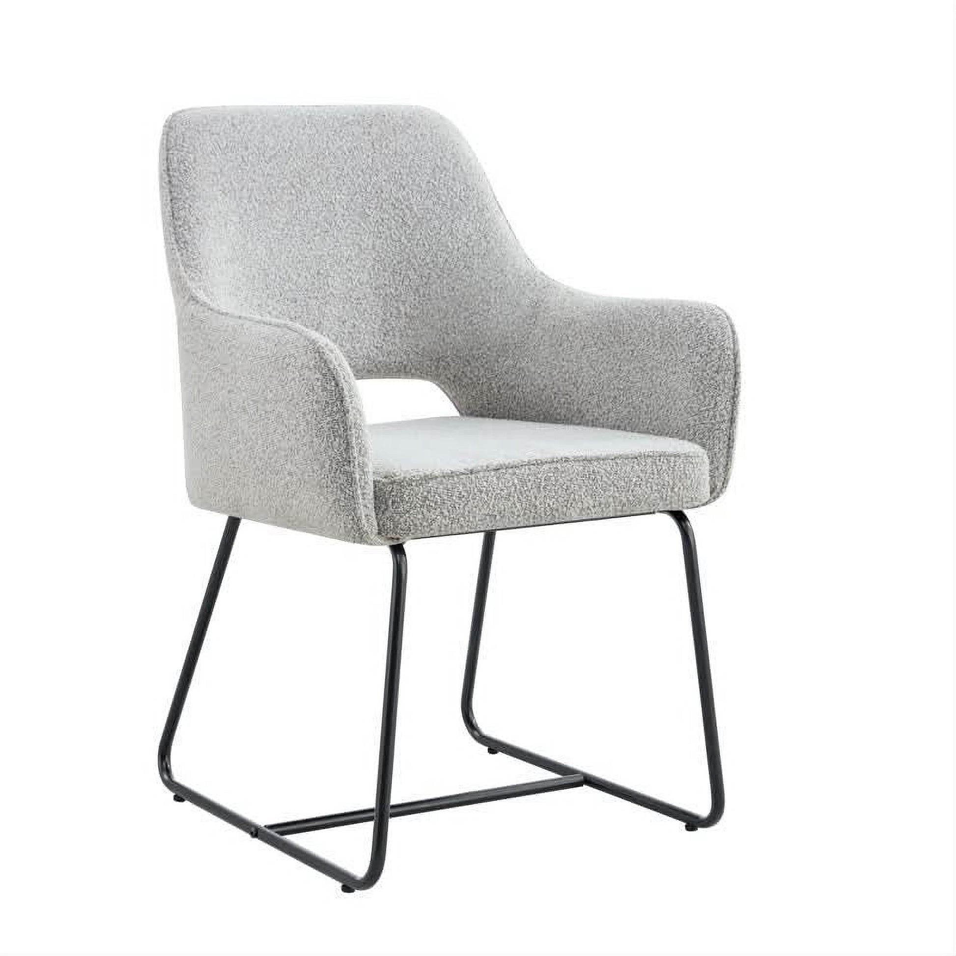 Dorset Fabric Dining Chair in Natural with Black Metal Base - Chocolate Wood