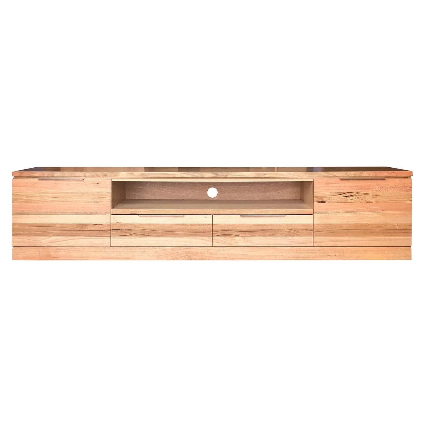 BELSIZE MESSMATE TIMBER 2-DOOR 2-DRAWER TV UNIT ETU - NATURAL 220CM