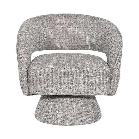 LESTER FABRIC ACCENT ARMCHAIR 360 DEGREE SWIVEL ALMOND - MyChocolateWood