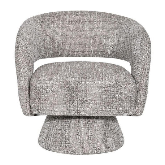 LESTER FABRIC ACCENT ARMCHAIR 360 DEGREE SWIVEL ALMOND