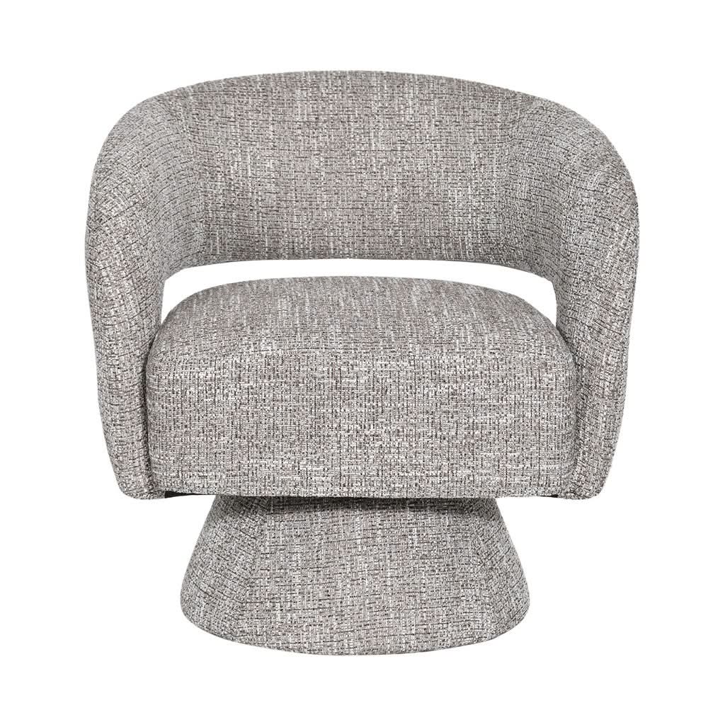 LESTER FABRIC ACCENT ARMCHAIR 360 DEGREE SWIVEL ALMOND - MyChocolateWood