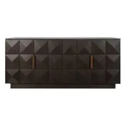 HAMPSHIRE BLACK MARBLE/SMOKED OAK 4-DOOR BUFFET/SIDEBOARD - MyChocolateWood
