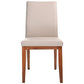 Oakley Leather Dining Chair in Light Mocha with Blackwood Legs - Chocolate Wood