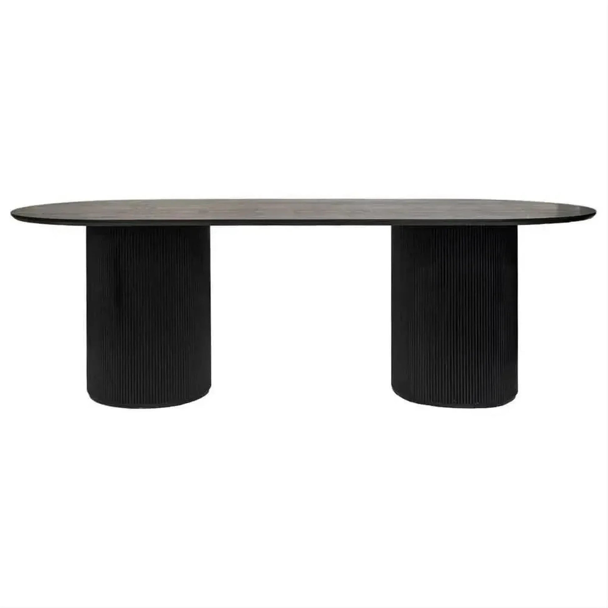 Belgravia Oval Dining Table 240cm in Satin Black - Chocolate Wood