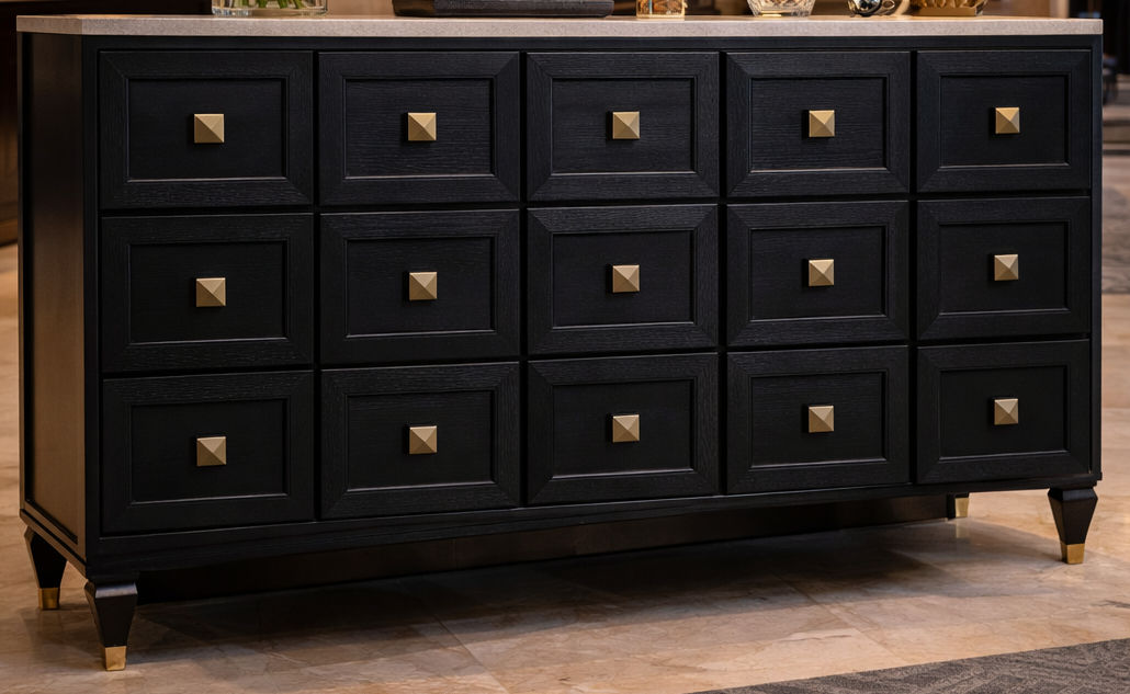 CHIKO VINTAGE STYLE 2-DOOR 3-DRAWER SIDEBOARD/BUFFET BLACK - MyChocolateWood