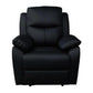 Lancy Premium Leather Single Seater Manual Recliner Armchair in Black - Chocolate Wood