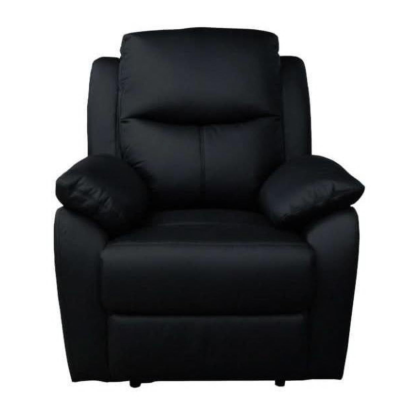 Lancy Premium Leather Single Seater Manual Recliner Armchair in Black - Chocolate Wood