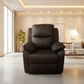 Lancy Premium Leather Single Seater Manual Recliner Armchair in Black - Chocolate Wood