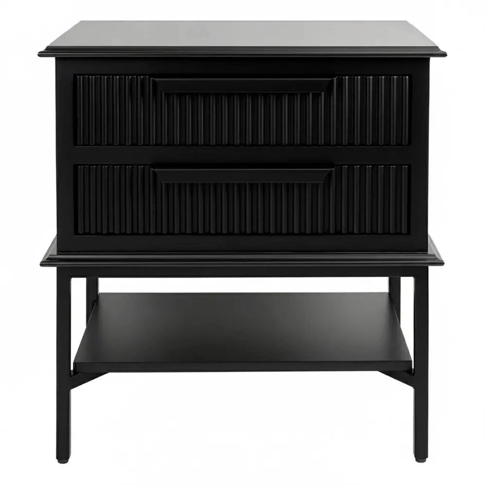 MORETTI 2-DRAWER BEDSIDE TABLE SATIN BLACK SMALL - MyChocolateWood