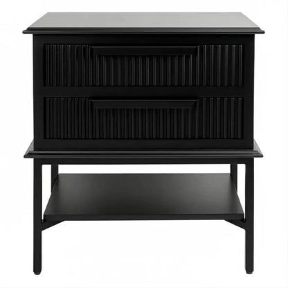 MORETTI 2-DRAWER BEDSIDE TABLE SATIN BLACK SMALL