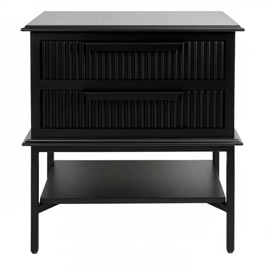 MORETTI 2-DRAWER BEDSIDE TABLE SATIN BLACK SMALL - MyChocolateWood