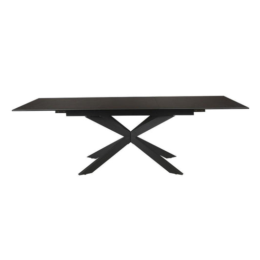 Dark grey CHARIS ceramic glass dining table by MyChocolateWood with extendable options, measuring 180cm to 240cm in width.