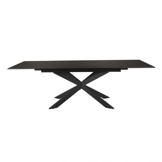 Dark grey CHARIS ceramic glass dining table by MyChocolateWood with extendable options, measuring 180cm to 240cm in width.