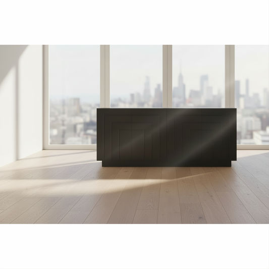 APOLLO SOLID WHITE CEDAR (MINDI WOOD) BUFFET/SIDEBOARD 4 DOORS - BLACK - MyChocolateWood