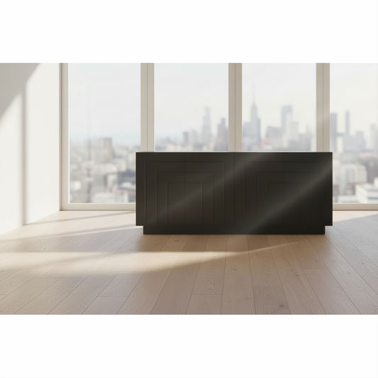 APOLLO SOLID WHITE CEDAR (MINDI WOOD) BUFFET/SIDEBOARD 4 DOORS - BLACK
