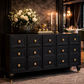 CHIKO VINTAGE STYLE 2-DOOR 3-DRAWER SIDEBOARD/BUFFET BLACK - MyChocolateWood