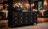 CHIKO VINTAGE STYLE 2-DOOR 3-DRAWER SIDEBOARD/BUFFET BLACK - MyChocolateWood