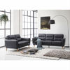 VIGGO 2-SEATER + 3-SEATER  LEATHER SOFA SET BLACK