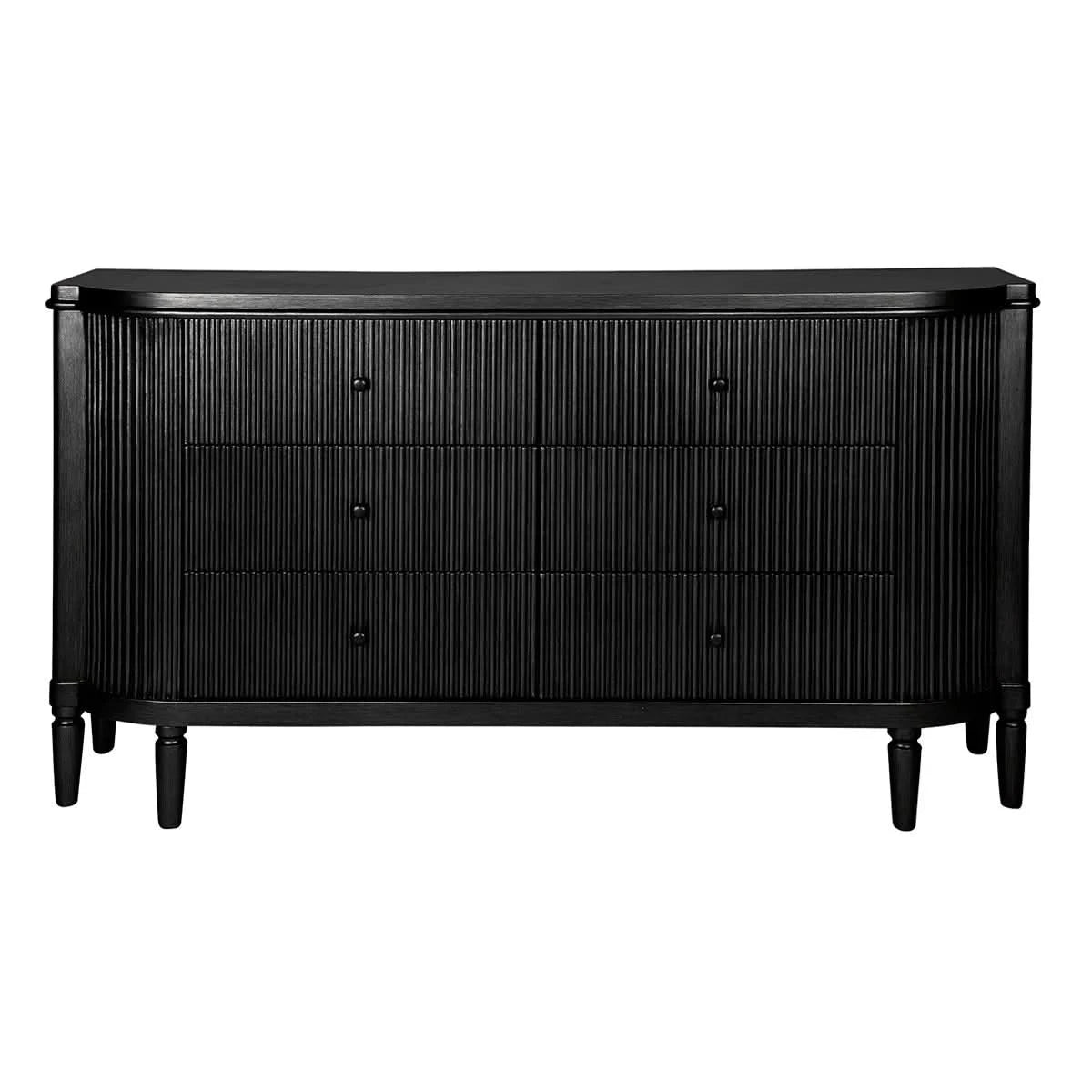 DIANNA MARBLE ART DECO 6 DRAWER CHEST OF DRAWERS ACCENT CHEST BLACK - MyChocolateWood