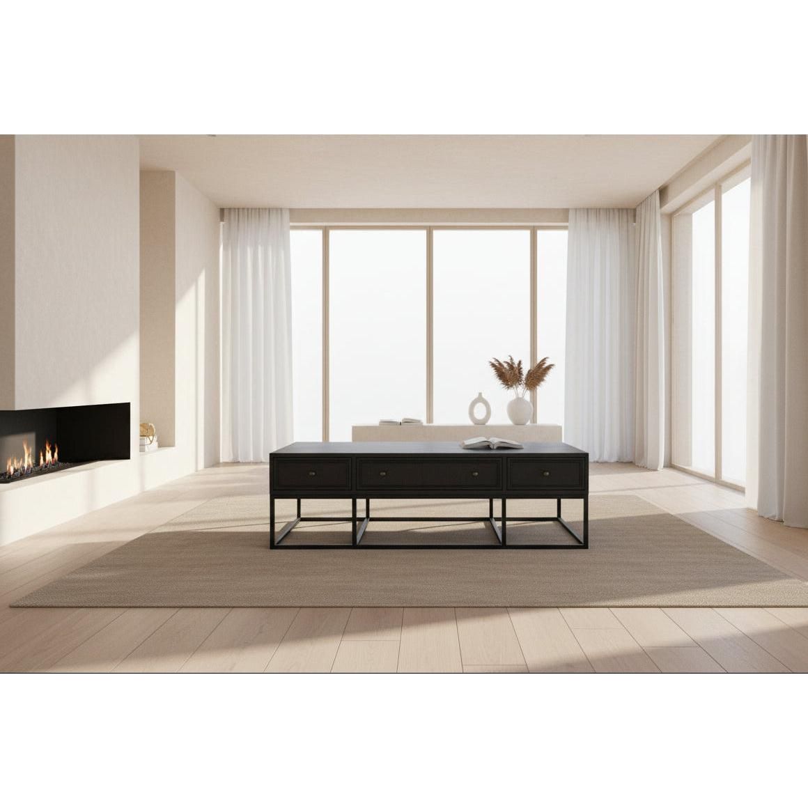 DIMANTA DESIGNER 6-DRAWER BLACK COFFEE TABLE - MyChocolateWood