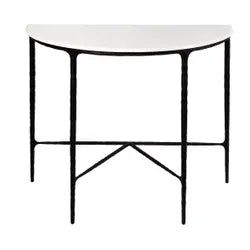 SOREN MARBLE DEMILUNE TABLE/ACCENT TABLE - BLACK FRAME 90CM - MyChocolateWood