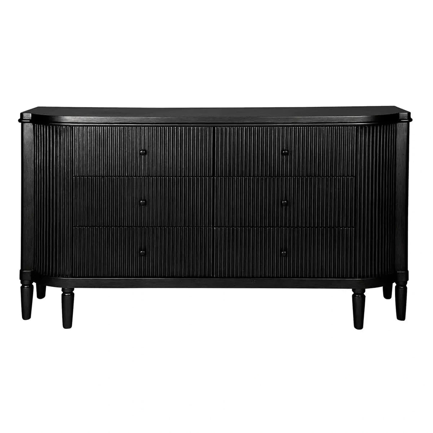 Dianna Marble Art Deco 6-Drawer Dresser in Black - Chocolate Wood